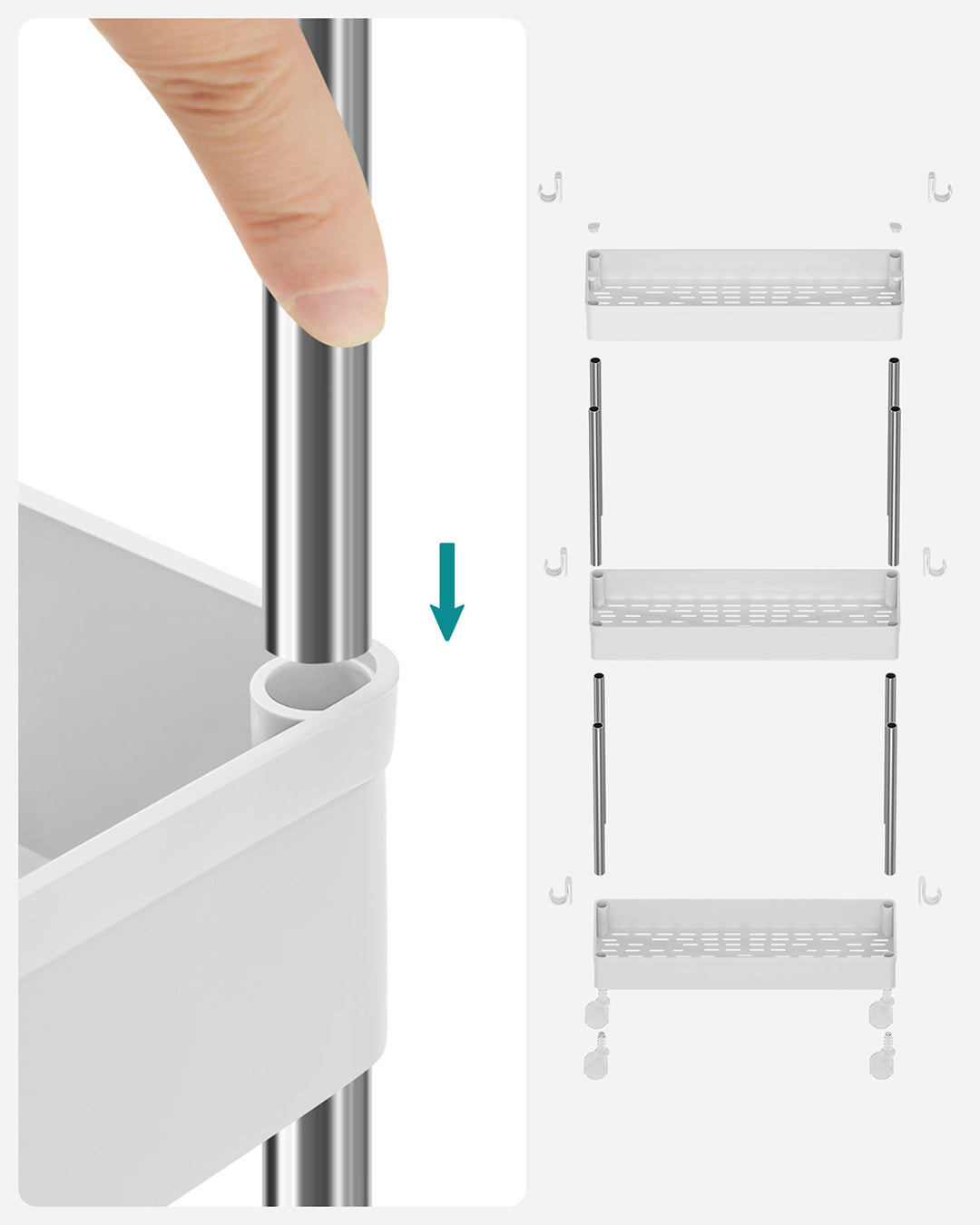 3-Tier Storage Trolley White