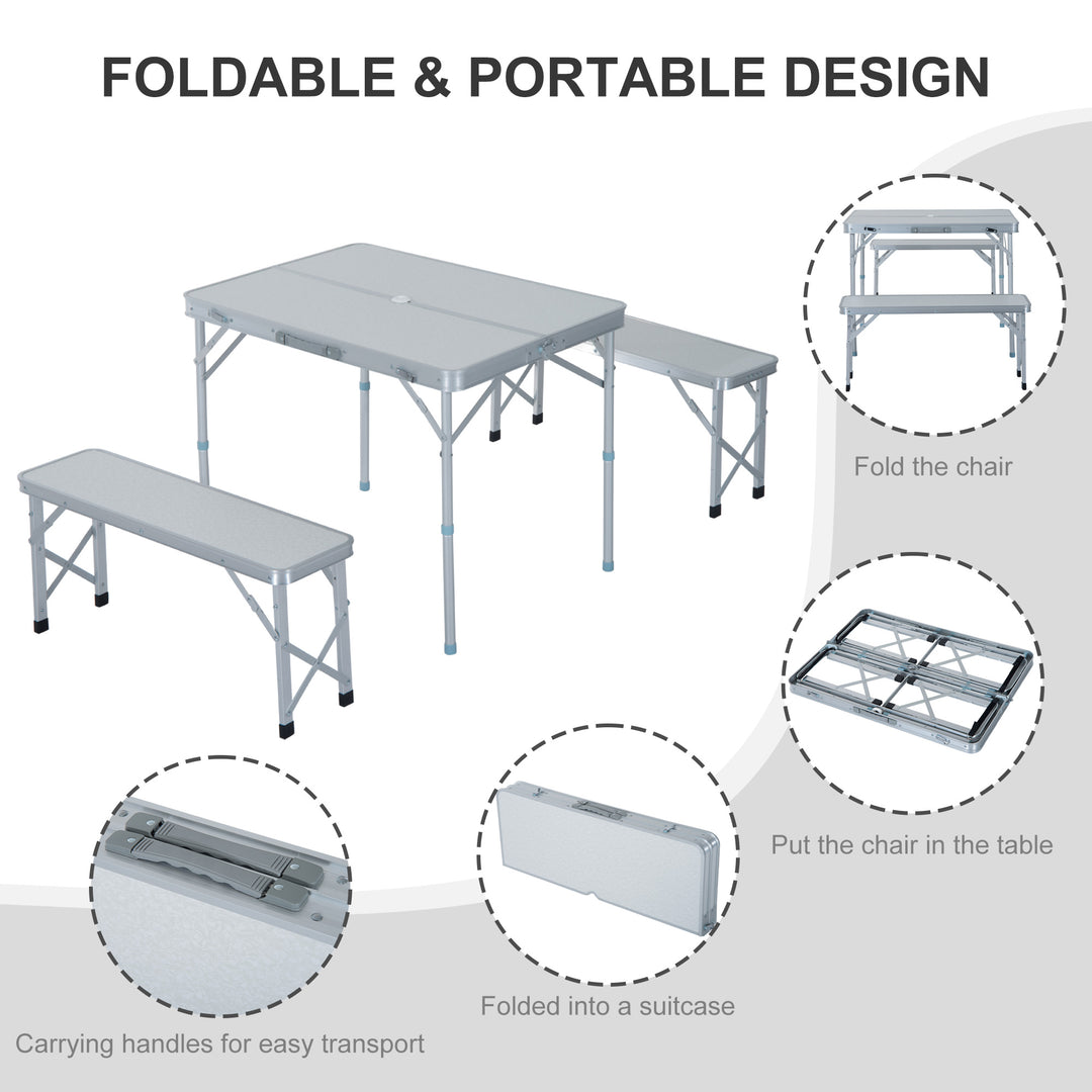 Folding Table Chairs Picnic Portable Camping Dining Garden Patio BBQ Aluminium