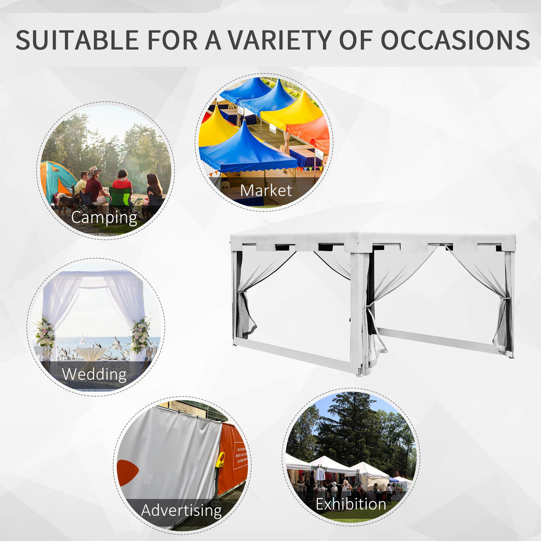 4x3 m Waterproof Gazebo W/Mesh Sides-White/Black