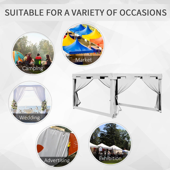 4x3 m Waterproof Gazebo W/Mesh Sides-White/Black