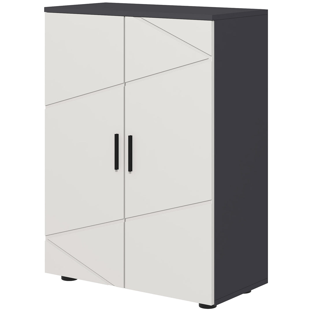 Bathroom Cabinet, Small Bathroom Storage Cabinet with 2-Doors Cupboard, 2 Adjustable Shelves and Soft Close Mechanism, Grey