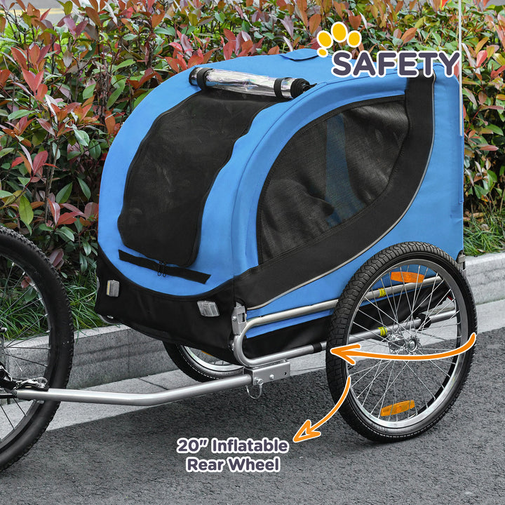 Dog Bike Trailer Folding Bicycle Pet Trailer W/Removable Cover-Blue