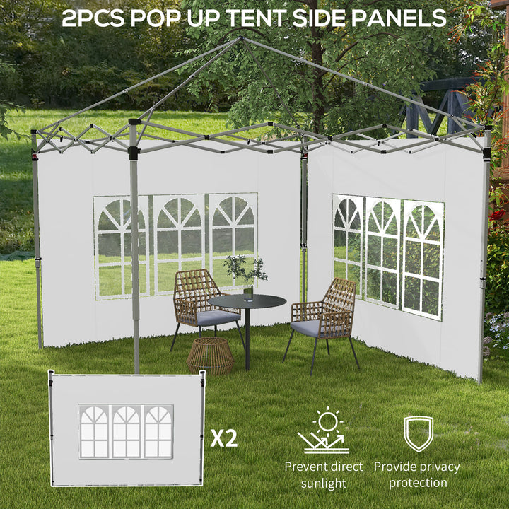 Gazebo Side Panels, Sides Replacement with Window for 3x3(m) or 3x4m Pop Up Gazebo, 2 Pack, White
