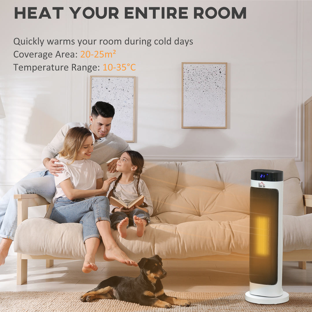 Ceramic Electric Space Heater, Portable Heater for Home with 3 Heat Settings, Oscillation, Adjustable Temperature, 1000W/2000W, Black