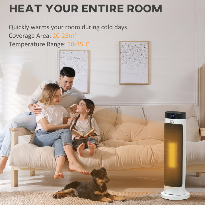 Ceramic Electric Space Heater, Portable Heater for Home with 3 Heat Settings, Oscillation, Adjustable Temperature, 1000W/2000W, Black