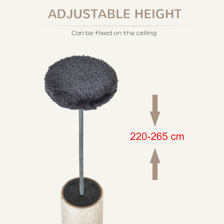 Adjustable Height Floor-To-Ceiling Vertical Cat Tree with Carpeted Platforms, Condo, Sisal Rope Scratching Areas