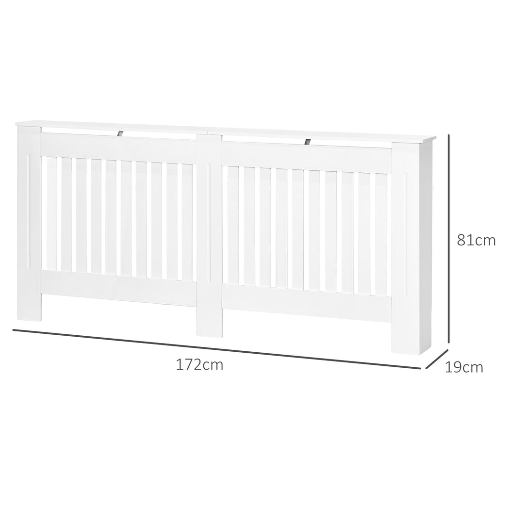 Slatted Radiator Cover Painted Cabinet MDF Lined Grill in White 172L x 19W x 81H cm