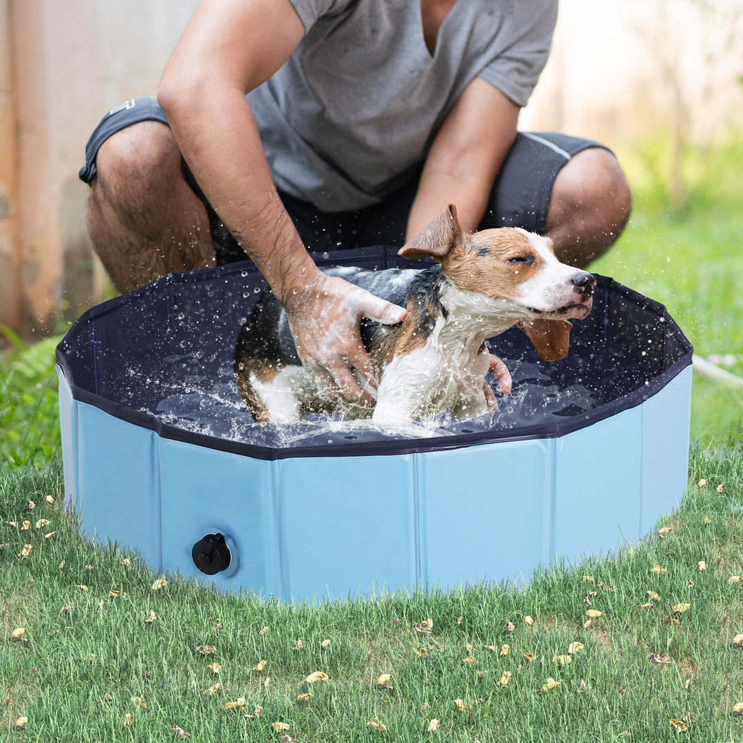 PawHut Pet Swimming Pool, Foldable, 80 cm Diameter-Blue