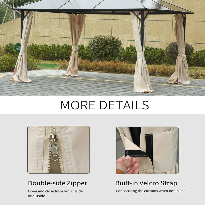 Outsunny 4 Pack Universal Gazebo Replacement Sidewalls Privacy Panel for Most 3 x 3m Gazebo Canopy Pavillion Outdoor Shelter Curtains Beige