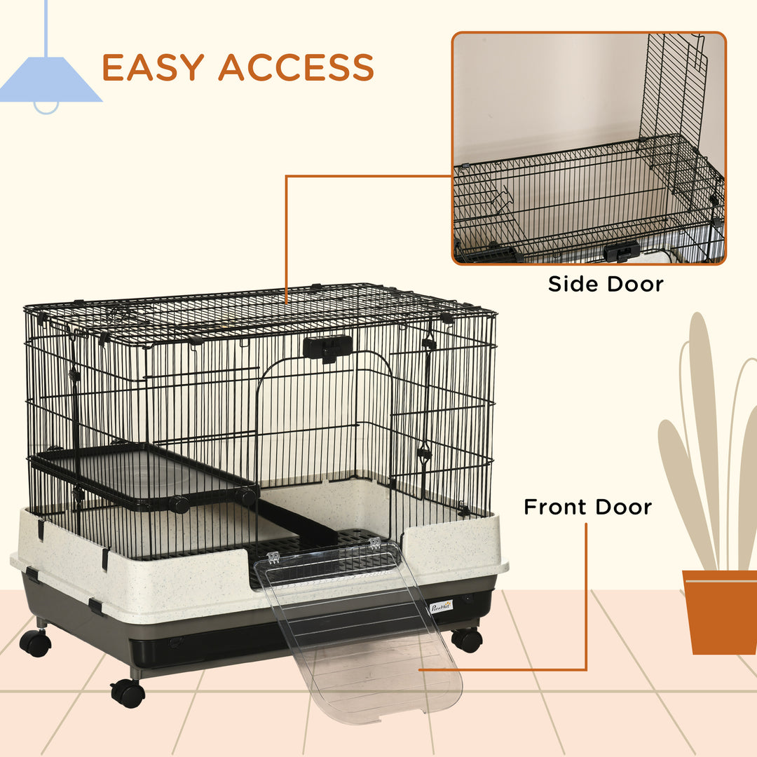 Small Animal Steel Wire Rabbit Cage Pet Play House  W/ Waste Tray Black