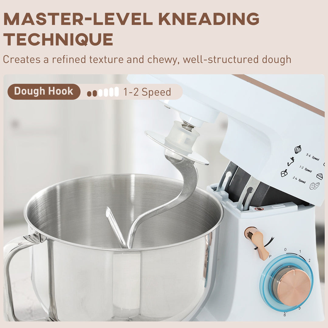 Stand Mixer, 5L Food Mixer for Baking, 6 Speeds and Pulse Setting, 1400W Cake Electric Kitchen Mixer with Dough Hook, Whisk, Stainless Steel Bowl