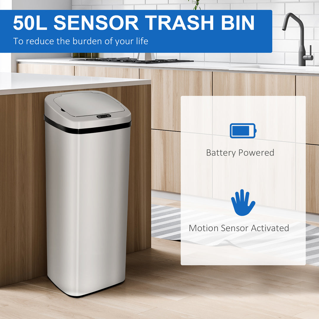 50L Infrared Touchless Automatic Motion Sensor Dustbin Stainless Steel Trash Can Home Office