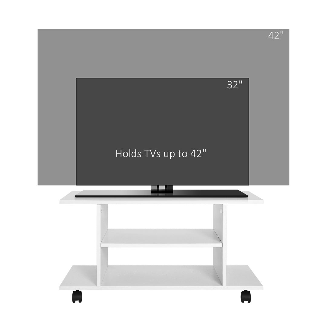 TV Stand W/ Shelves -White