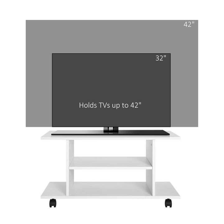 TV Stand W/ Shelves -White