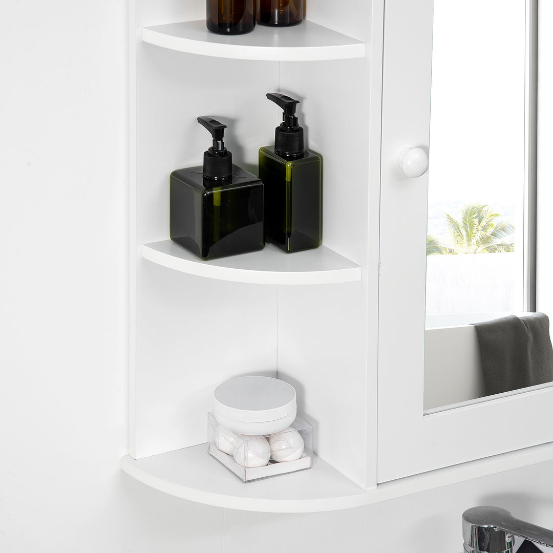 Wall Mounted Bathroom Cabinet with Mirror Single Door Storage Organizer 2-tier Inner Shelves White