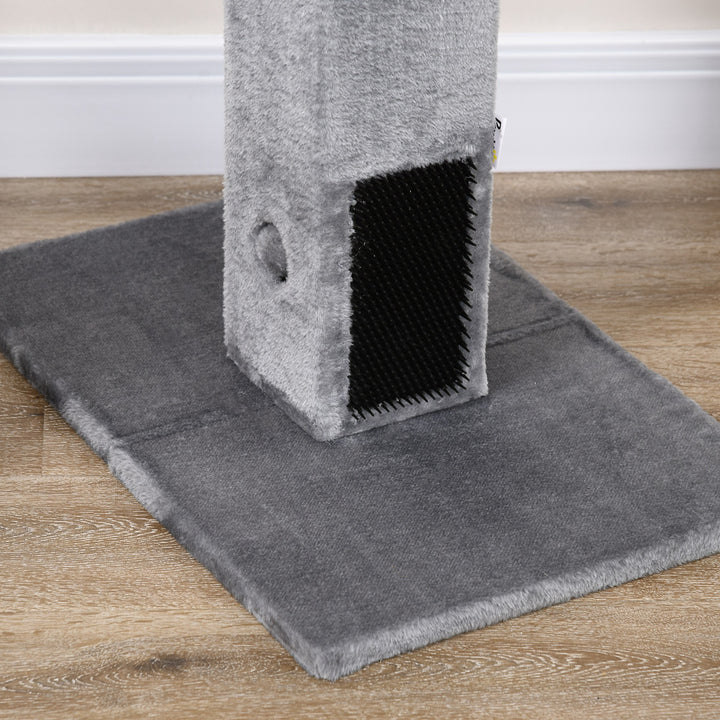 PawHut Cat Scratching Post, 79cm Tall Jute Scratcher Climber, Cat Tree Activity Center with Carpet Base, Dangling Ball, Grey