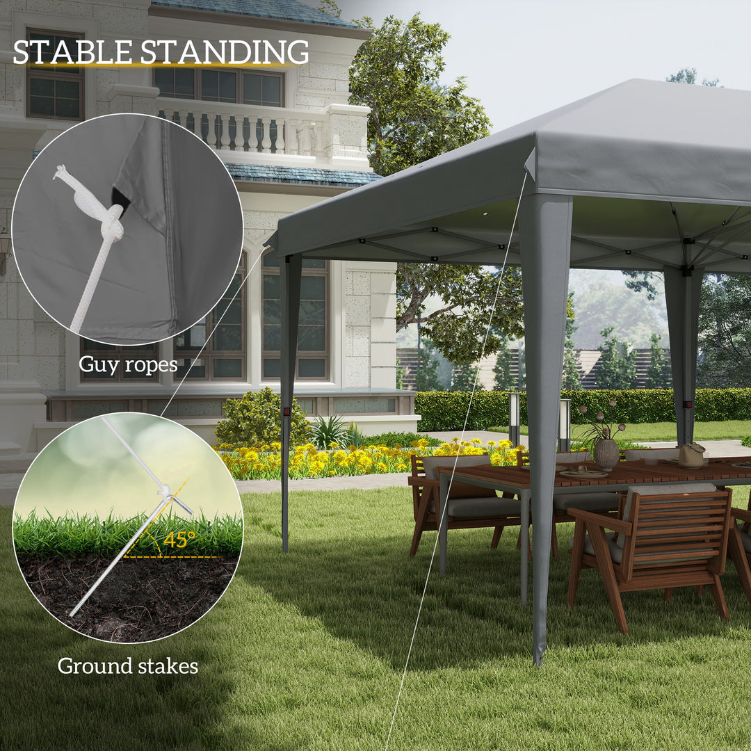 3 x 6 m Pop Up Gazebo, Foldable Canopy Tent, Height Adjustable Wedding Awning Canopy w/ Carrying Bag, Grey