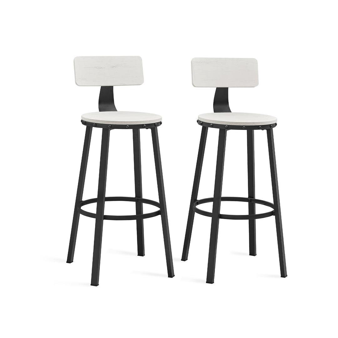 Set of 2 Bar Stools White and Black