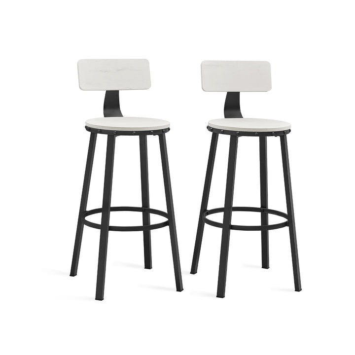 Set of 2 Bar Stools White and Black