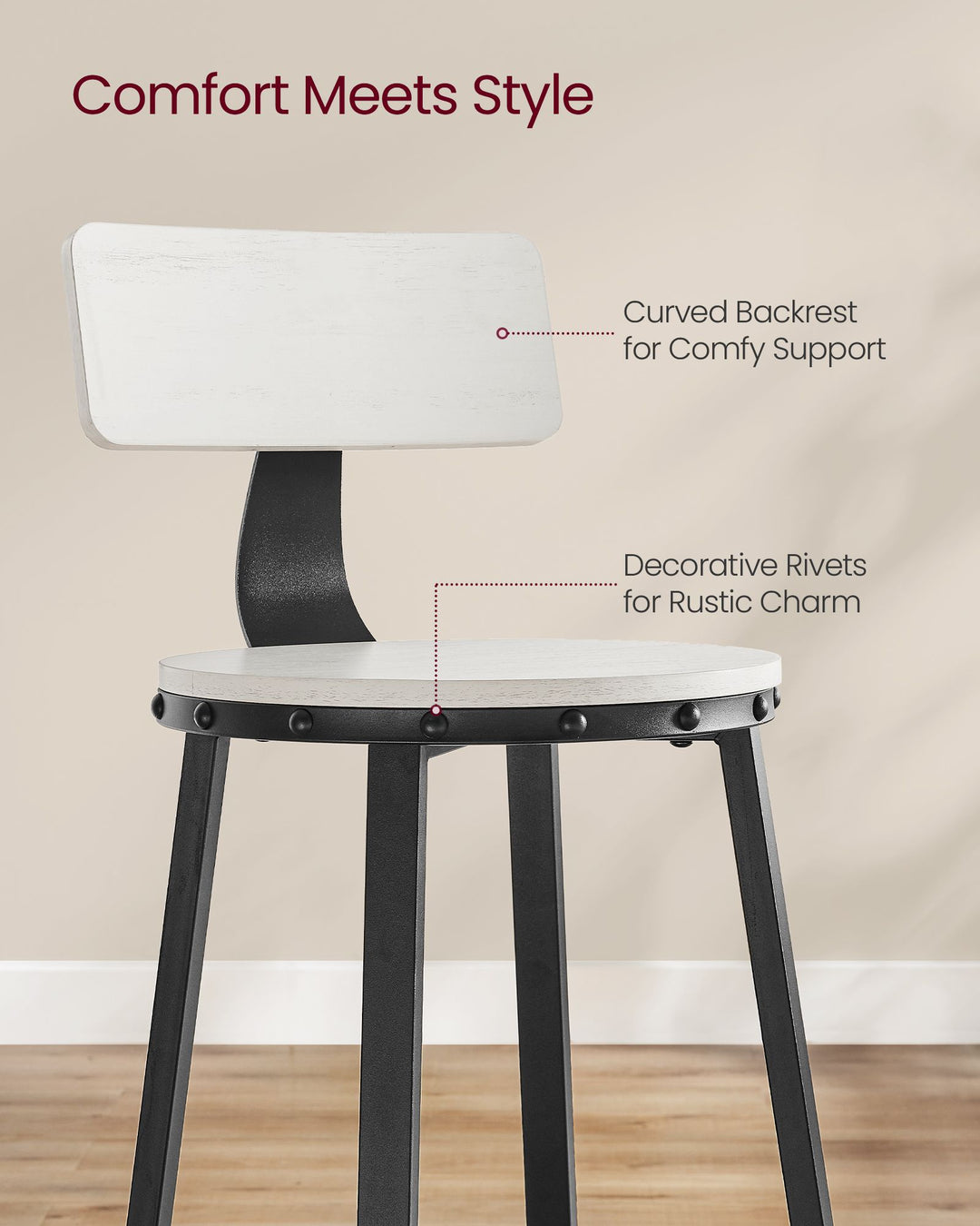 Set of 2 Bar Stools White and Black