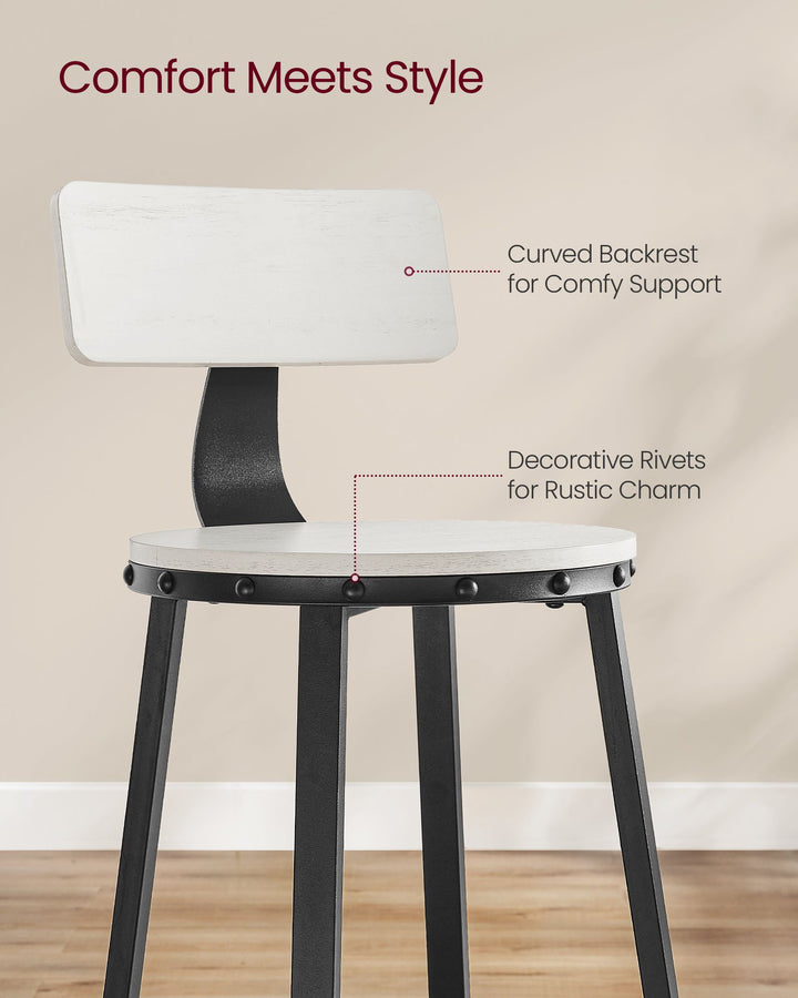 Set of 2 Bar Stools White and Black
