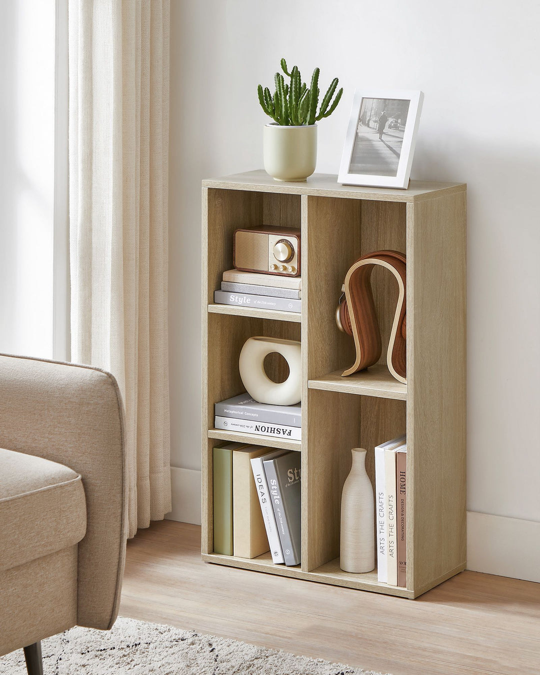 Wooden 5-Grid Bookcase