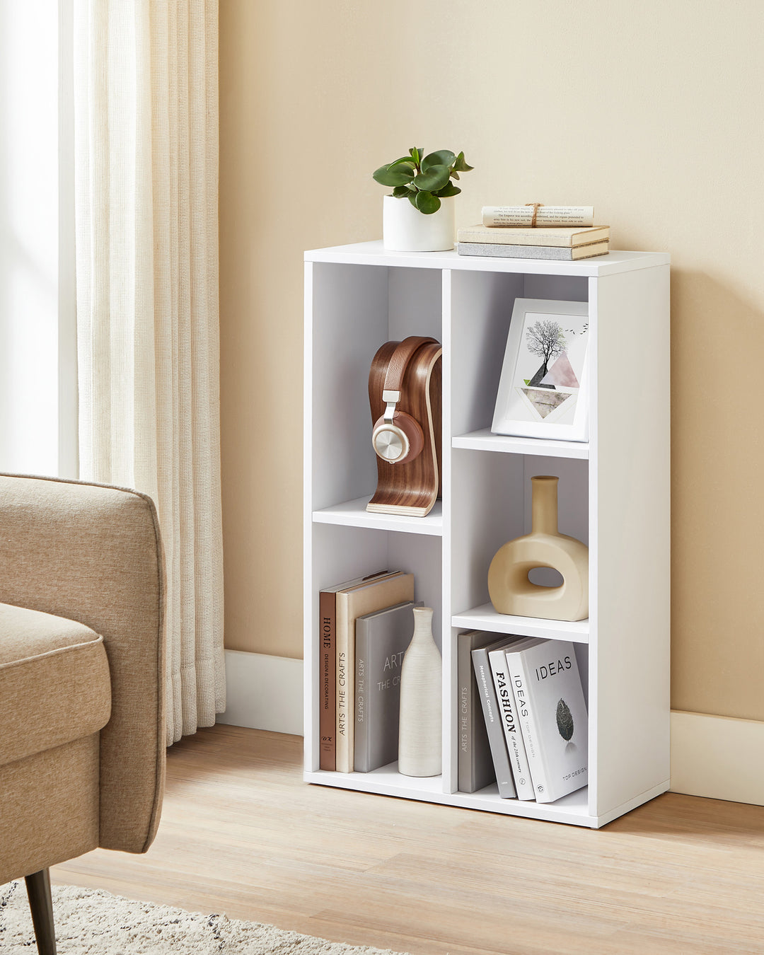 White 5-Grid Bookcase