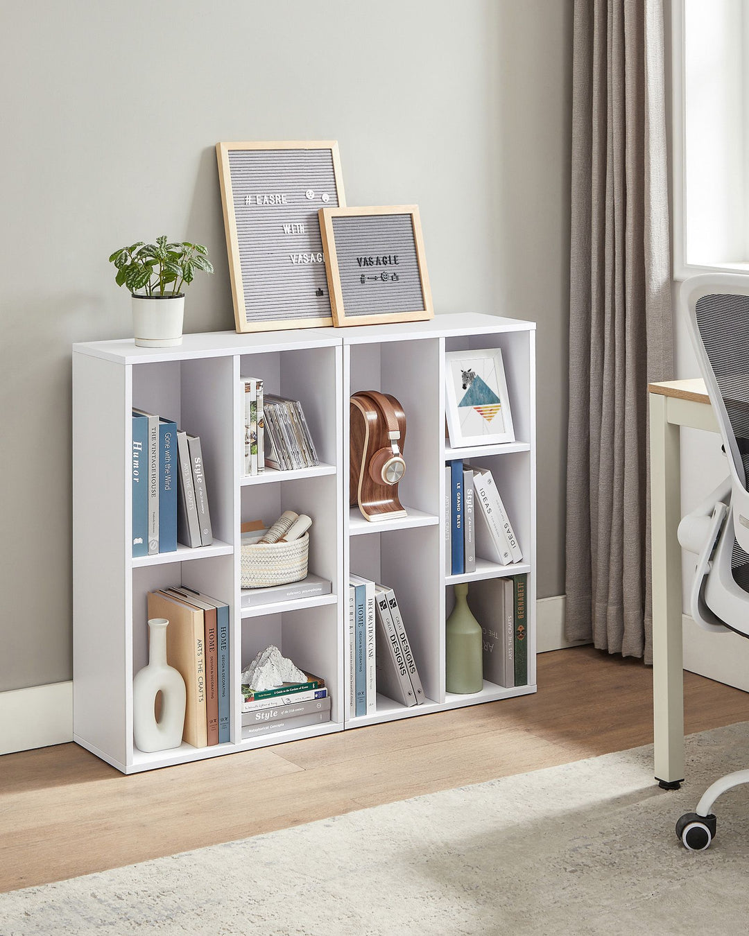 White 5-Grid Bookcase