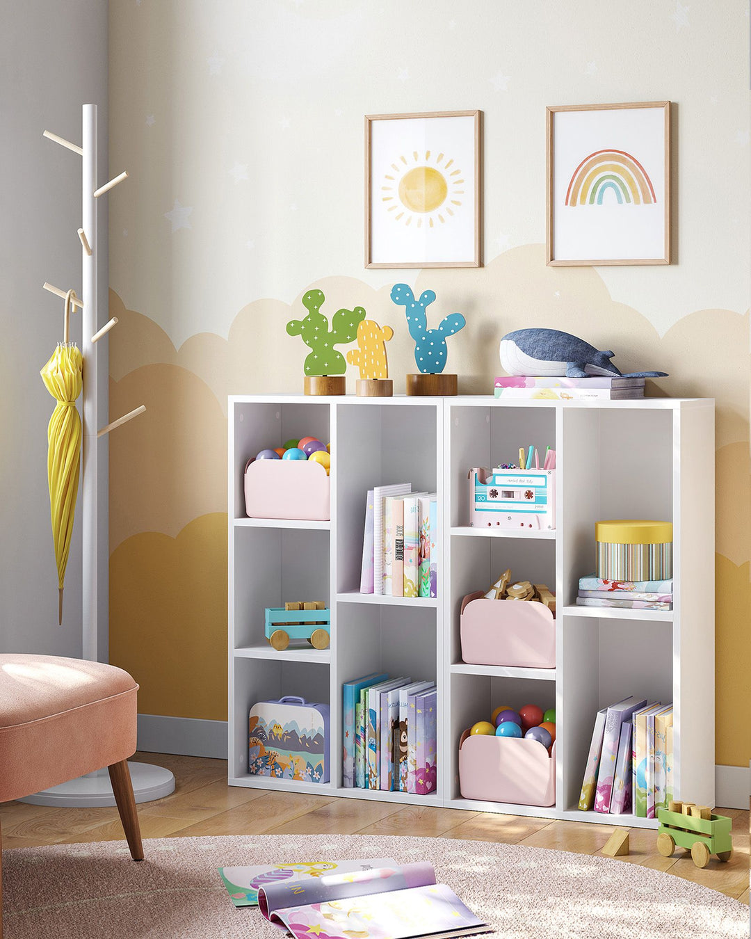 White 5-Grid Bookcase