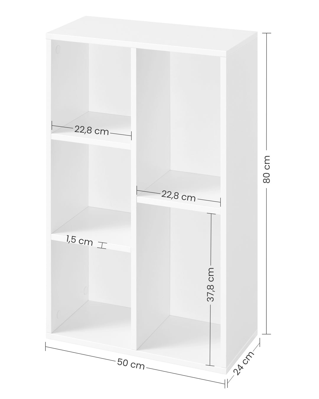 White 5-Grid Bookcase