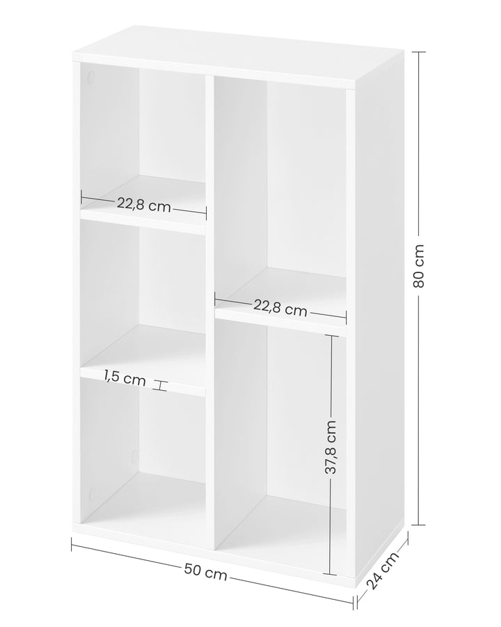 White 5-Grid Bookcase