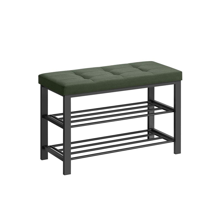 3-Tier Shoe Rack for Entryway Organizer with Foam Padded Seat - Green