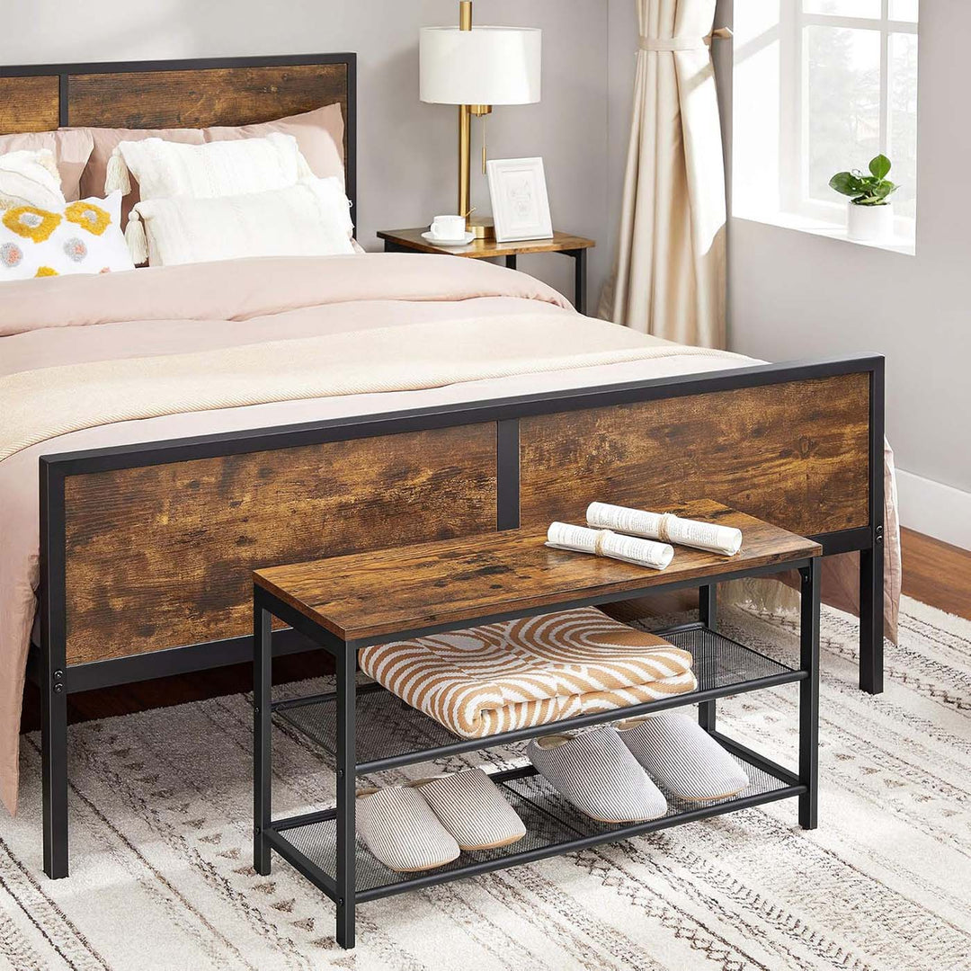 Mesh Shelves Shoe Bench