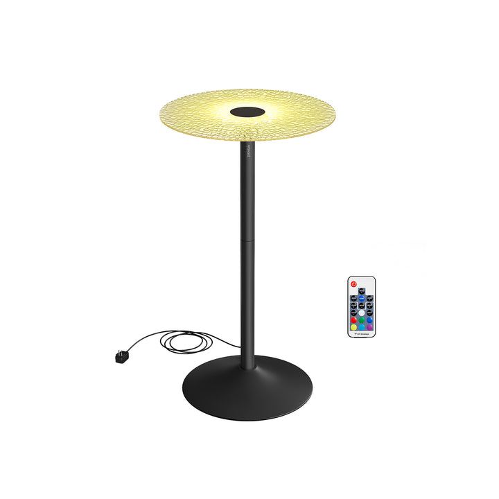 Round Cocktail Table with Multi-Colored Lights and Glass Top - Cloud White