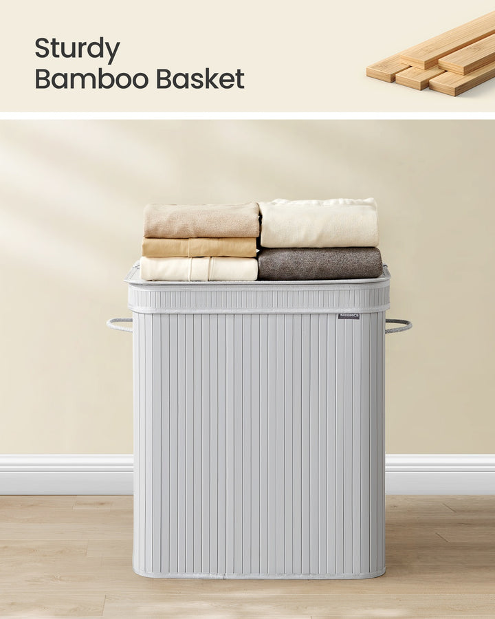 Laundry Hamper with Lid and Handles- Grey