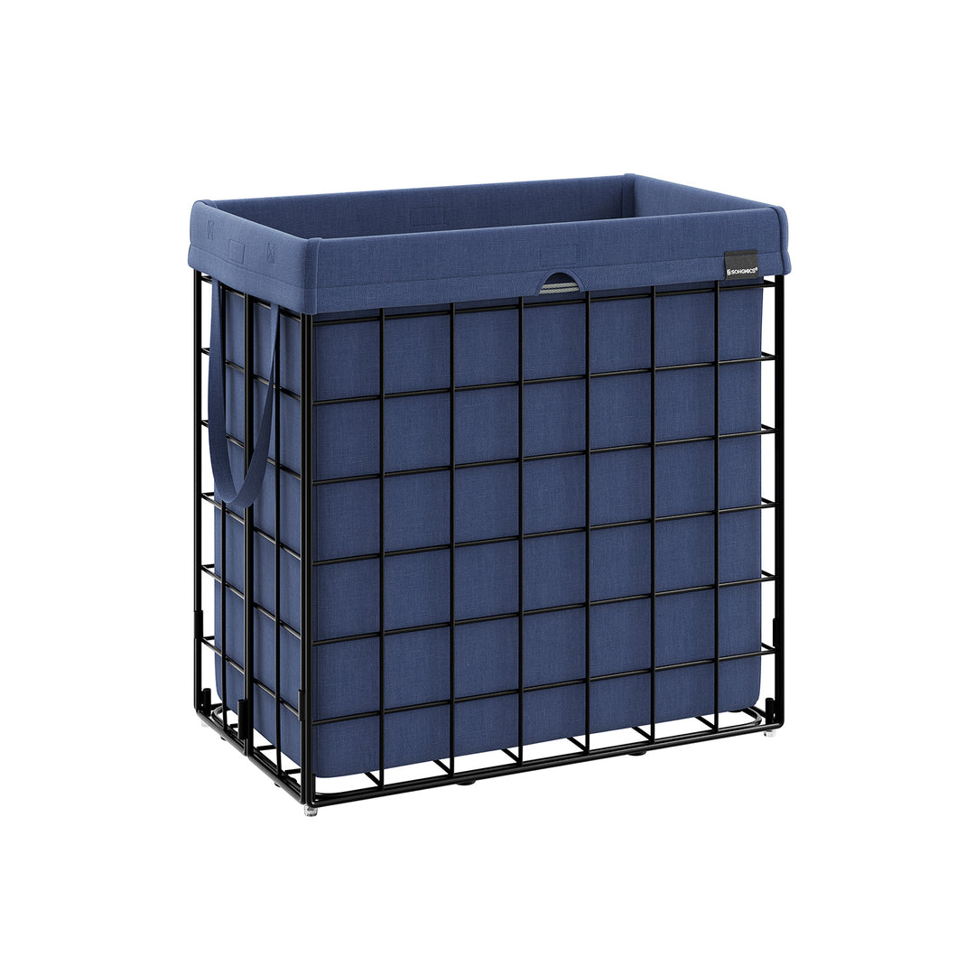 29 Gal (110L) Laundry Basket, Collapsible Clothes Hamper, Removable and Washable Liner - Charcoal Blue