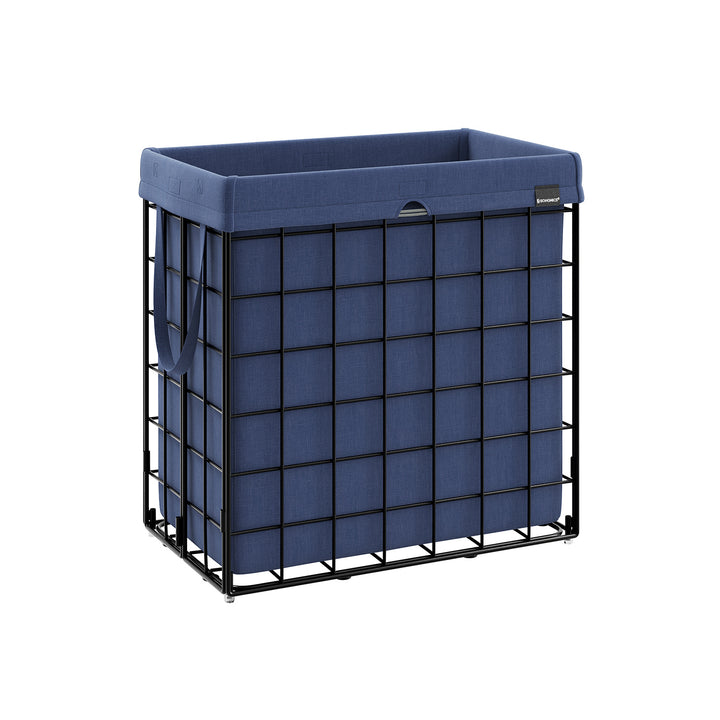 29 Gal (110L) Laundry Basket, Collapsible Clothes Hamper, Removable and Washable Liner - Charcoal Blue