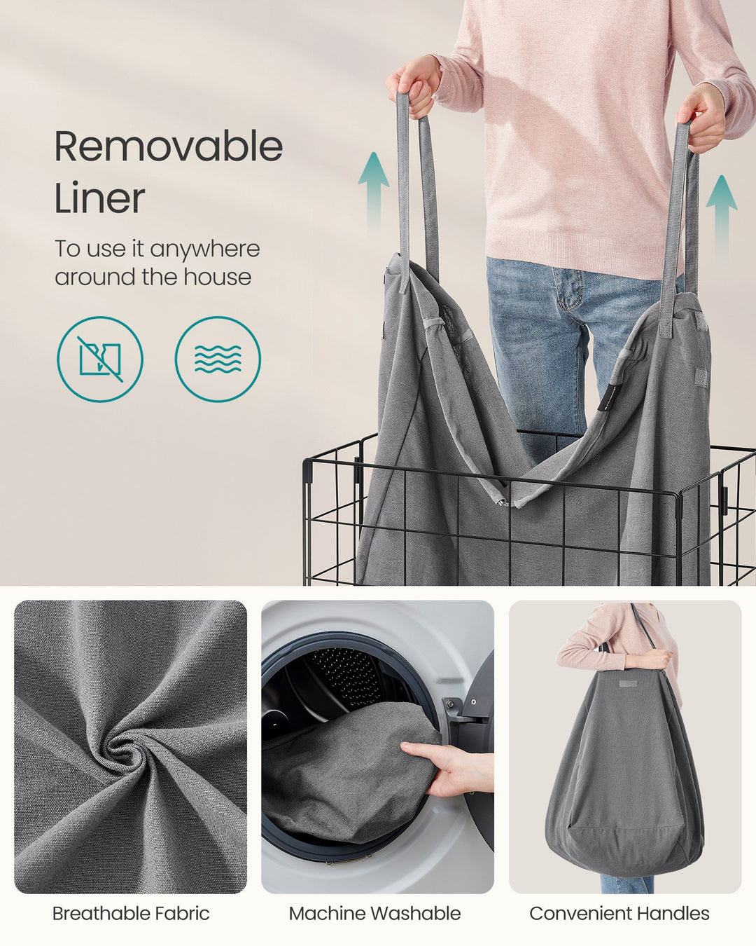 34.3 Gal. (130L) Laundry Basket - Dove Gray