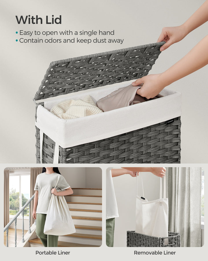 Slim Laundry Hamper with Lid - Dove Gray