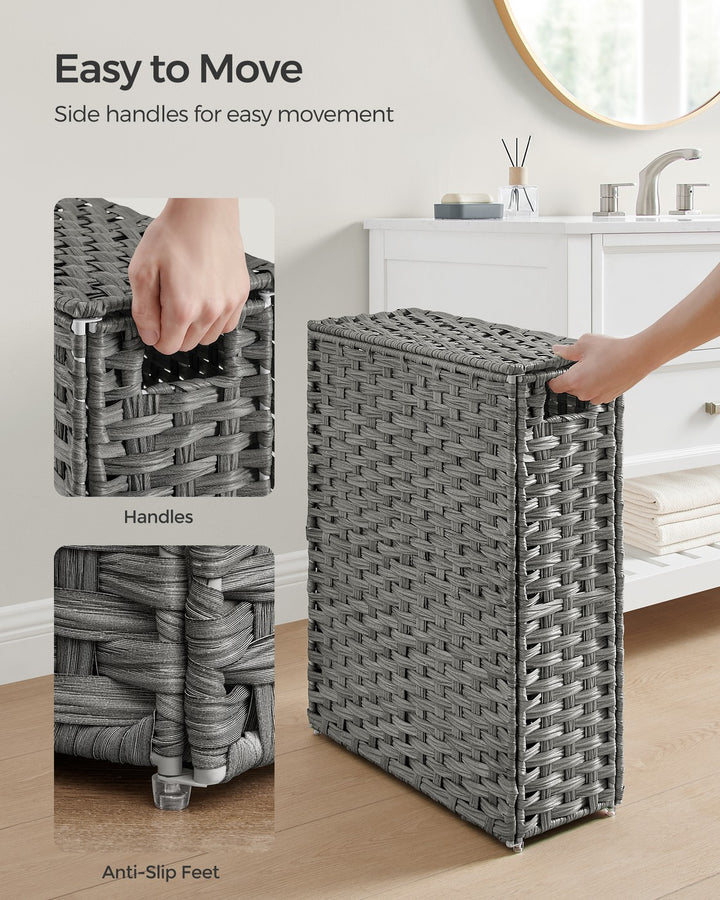 Slim Laundry Hamper with Lid - Dove Gray