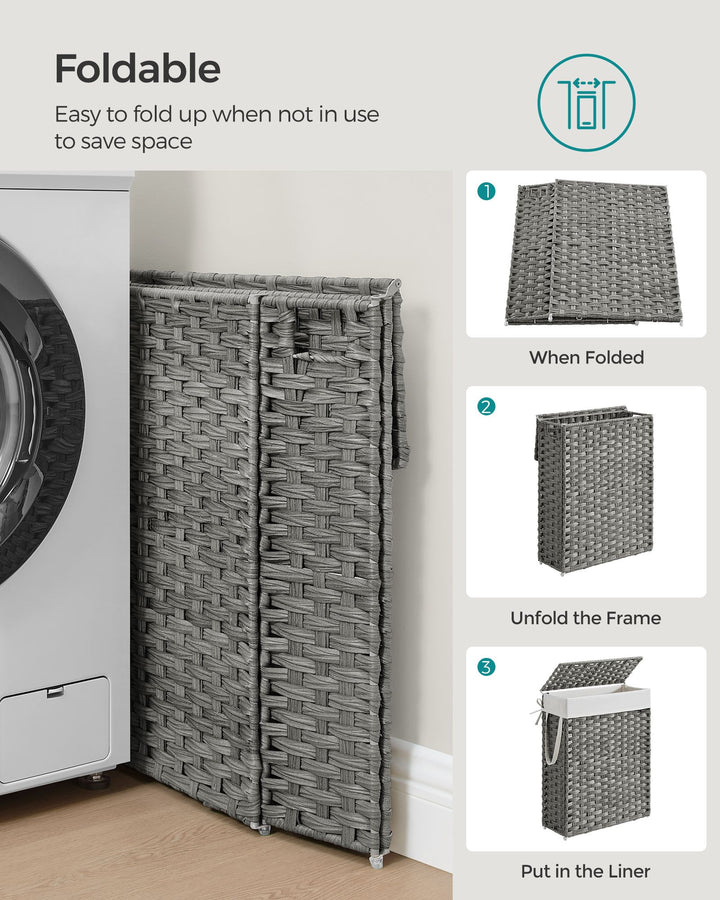 Slim Laundry Hamper with Lid - Dove Gray