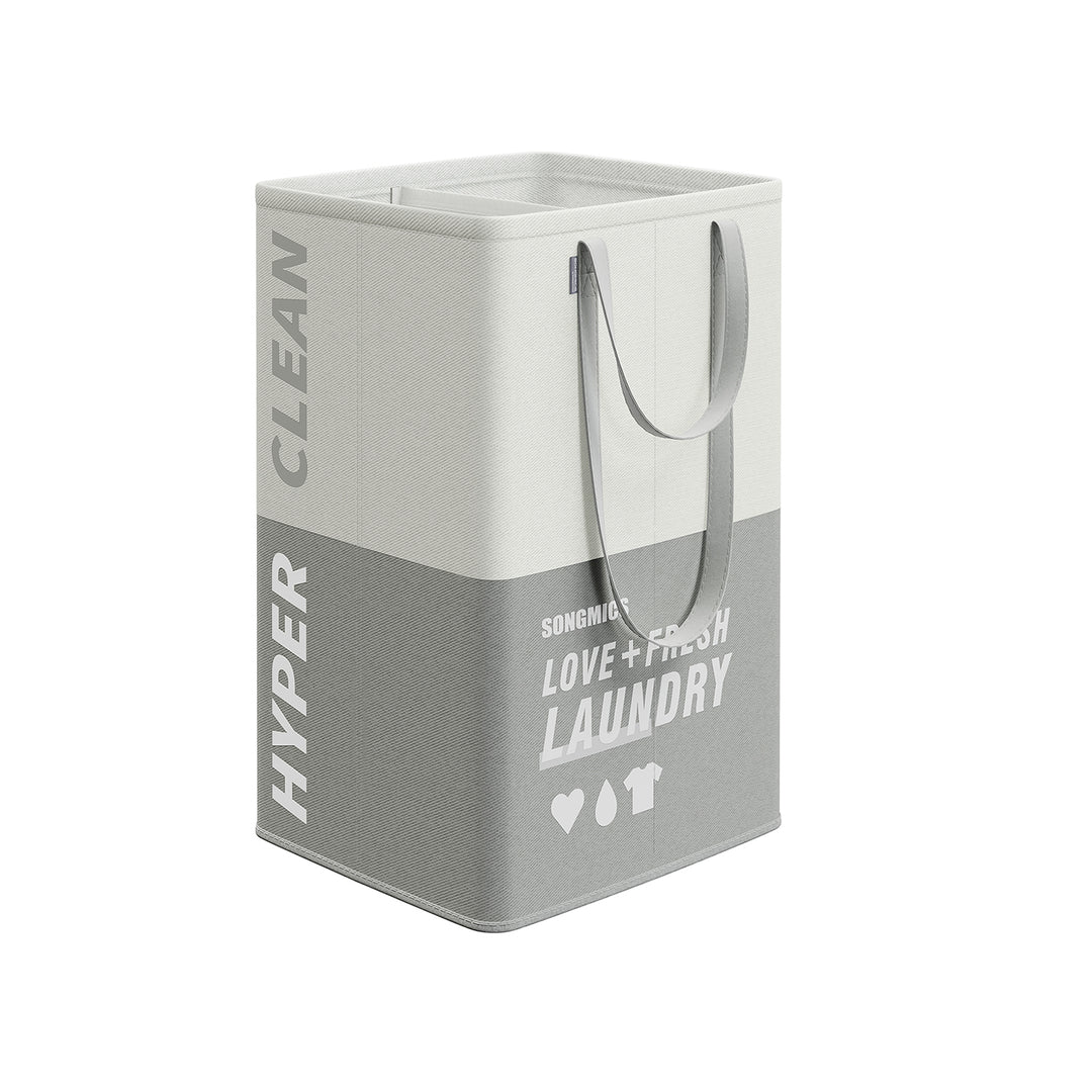 Laundry Basket with 2 Compartments Light Gray