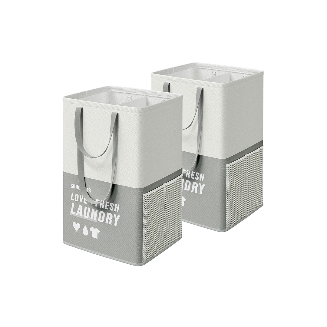 Set of 2 Laundry Baskets Light Gray