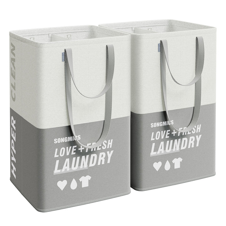 Set of 2 Laundry Baskets Light Gray