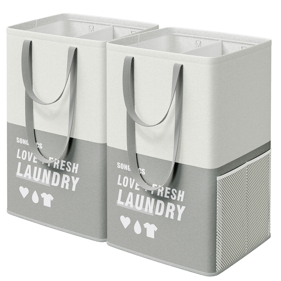 Set of 2 Laundry Baskets Light Gray