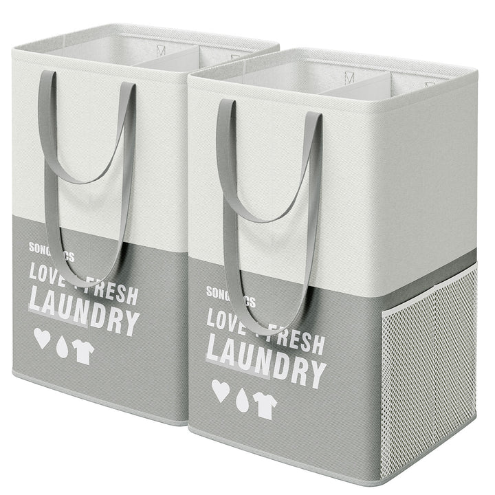 Set of 2 Laundry Baskets Light Gray