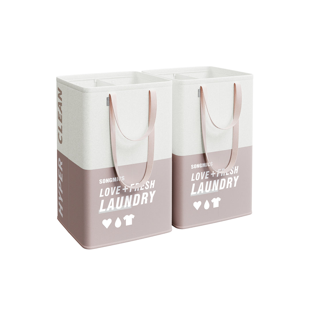 Set of 2 Laundry Baskets Light Pink