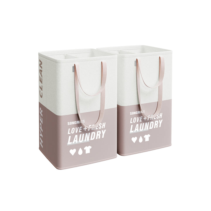 Set of 2 Laundry Baskets Light Pink