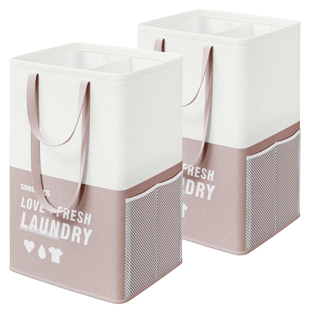 Set of 2 Laundry Baskets Light Pink