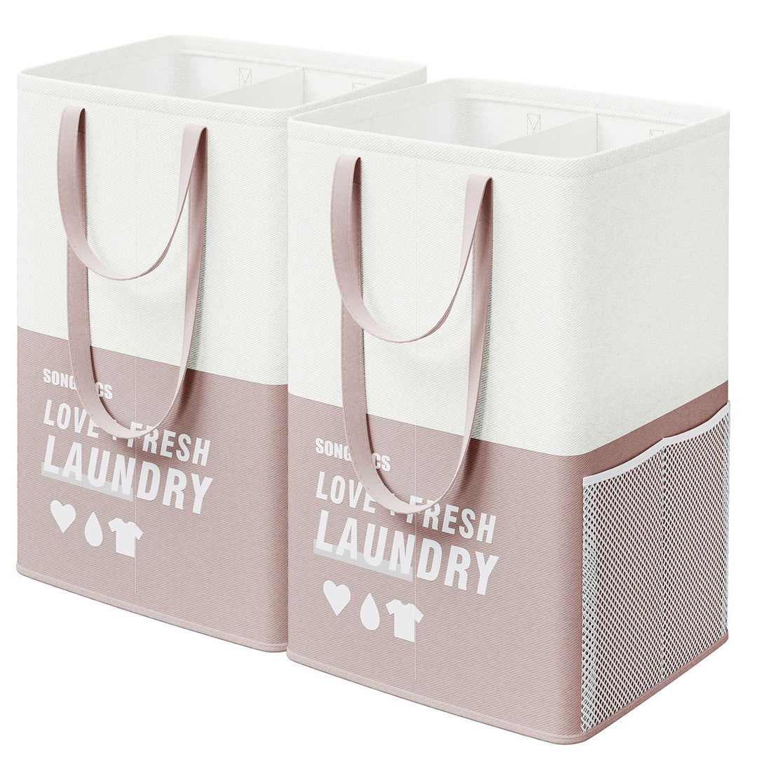 Set of 2 Laundry Baskets Light Pink